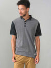 CECIL -D555 Black Jacquard Polo with Jersey Back and Sleeve