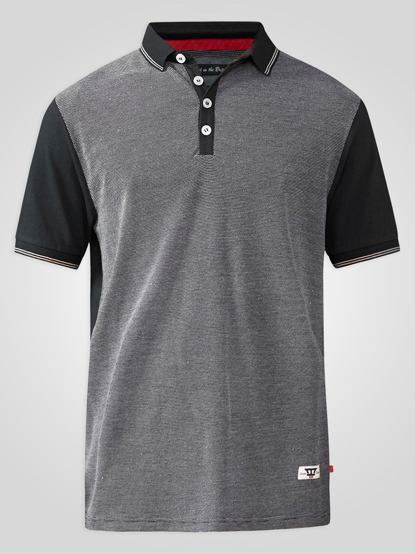 CECIL -D555 Black Jacquard Polo with Jersey Back and Sleeve