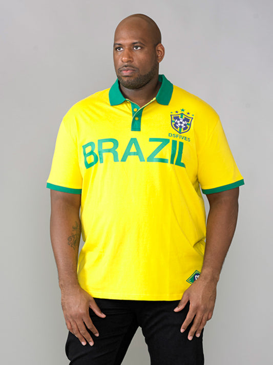 SILVA -D555 Yellow Brazil Football Polo Shirt