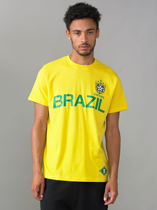 RICARDO -D555 Yellow Brazil Football T-Shirt