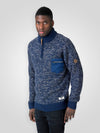 REMINGTON -D555 Navy Charcoal Twist Zipper Neck Sweater with Woven Pocket