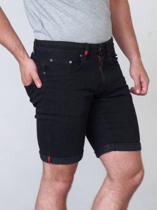 JUDE -D555 Black Stretch Denim Shorts