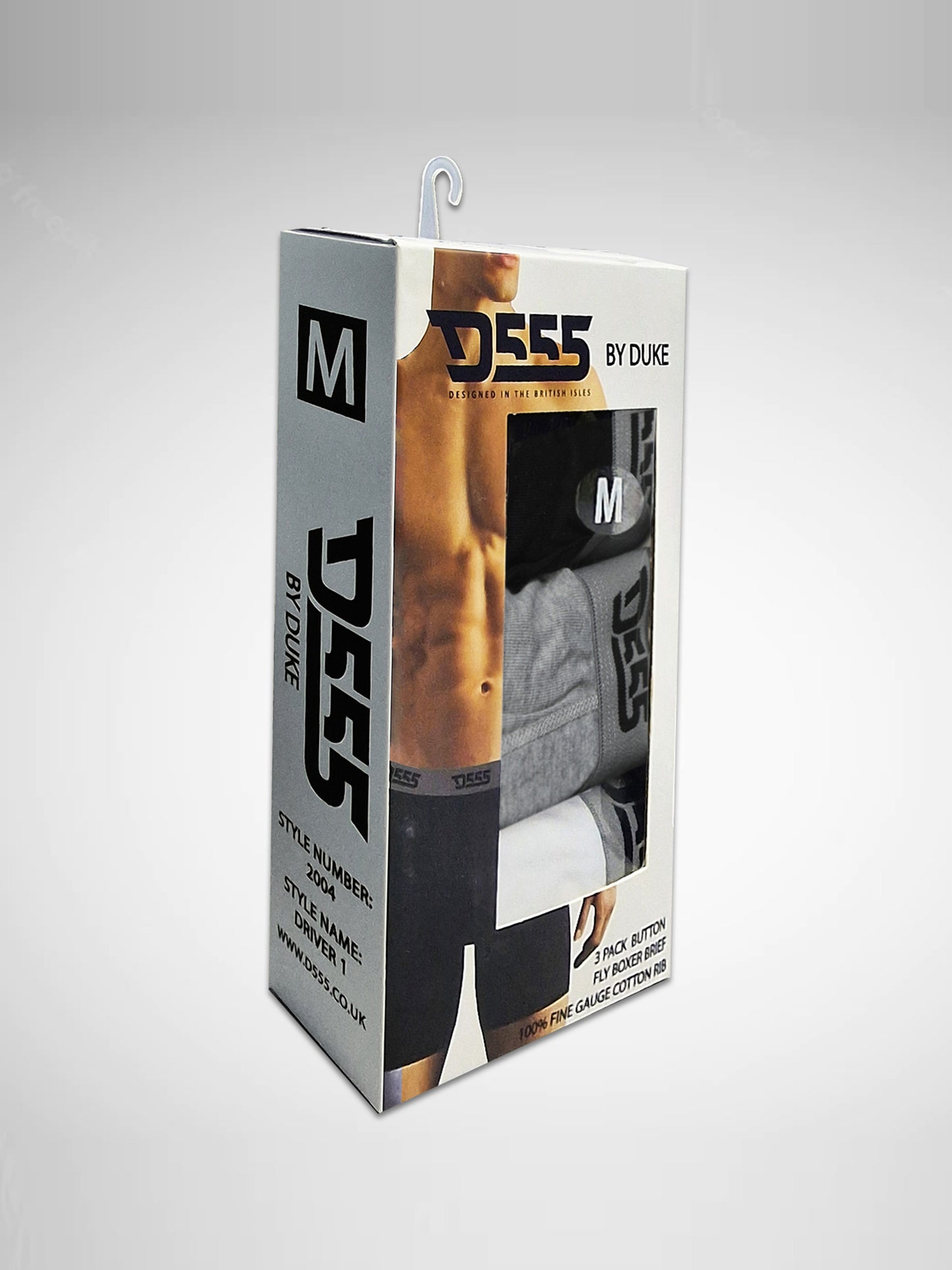 DRIVER -D555 Black/Grey/White Pack Of 3 Cotton Boxer Short