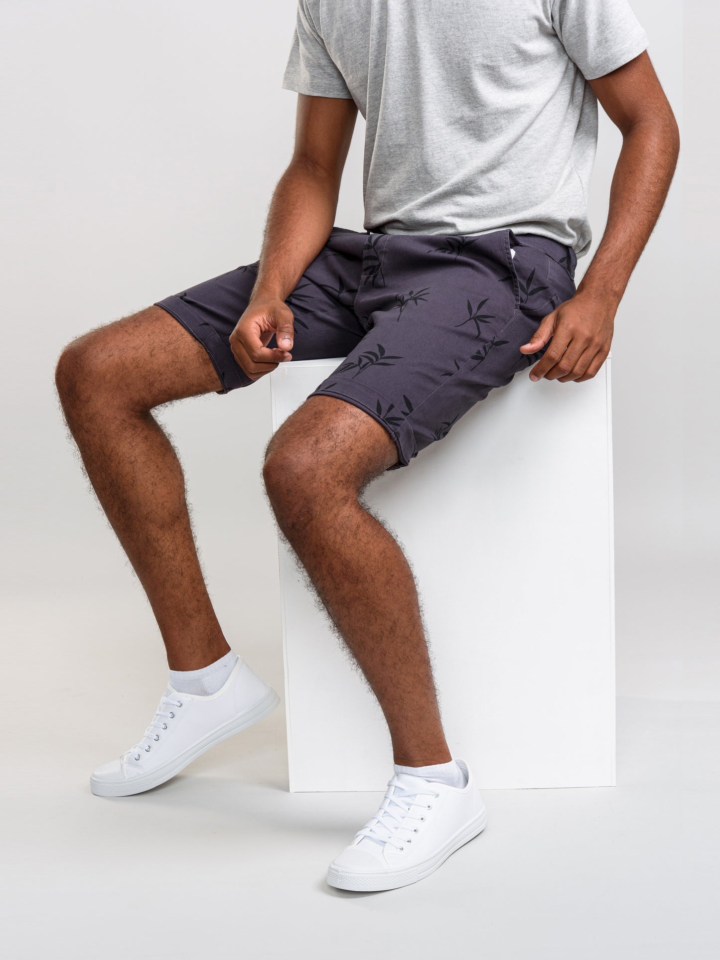 CHAPMAN 1 -D555 Navy Blue Printed Stretch Chino Shorts