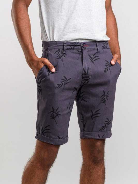 CHAPMAN 1 -D555 Navy Blue Printed Stretch Chino Shorts