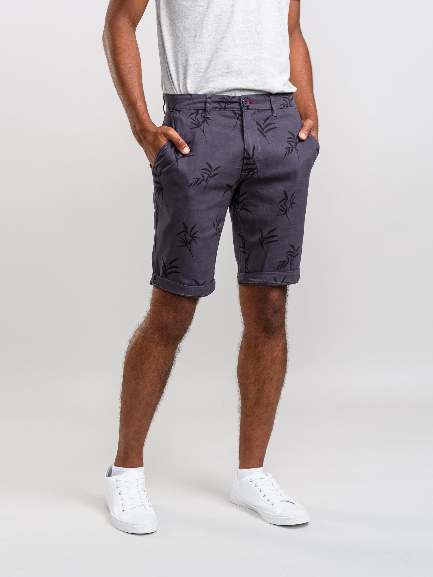 CHAPMAN 1 -D555 Navy Blue Printed Stretch Chino Shorts