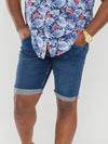 DAVIDSON -D555 Dark Blue Stretch Denim Shorts