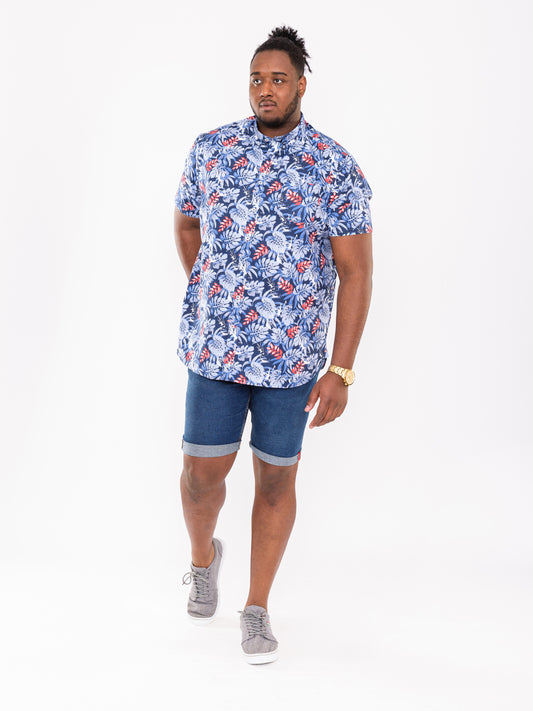 DAVIDSON -D555 Dark Blue Stretch Denim Shorts