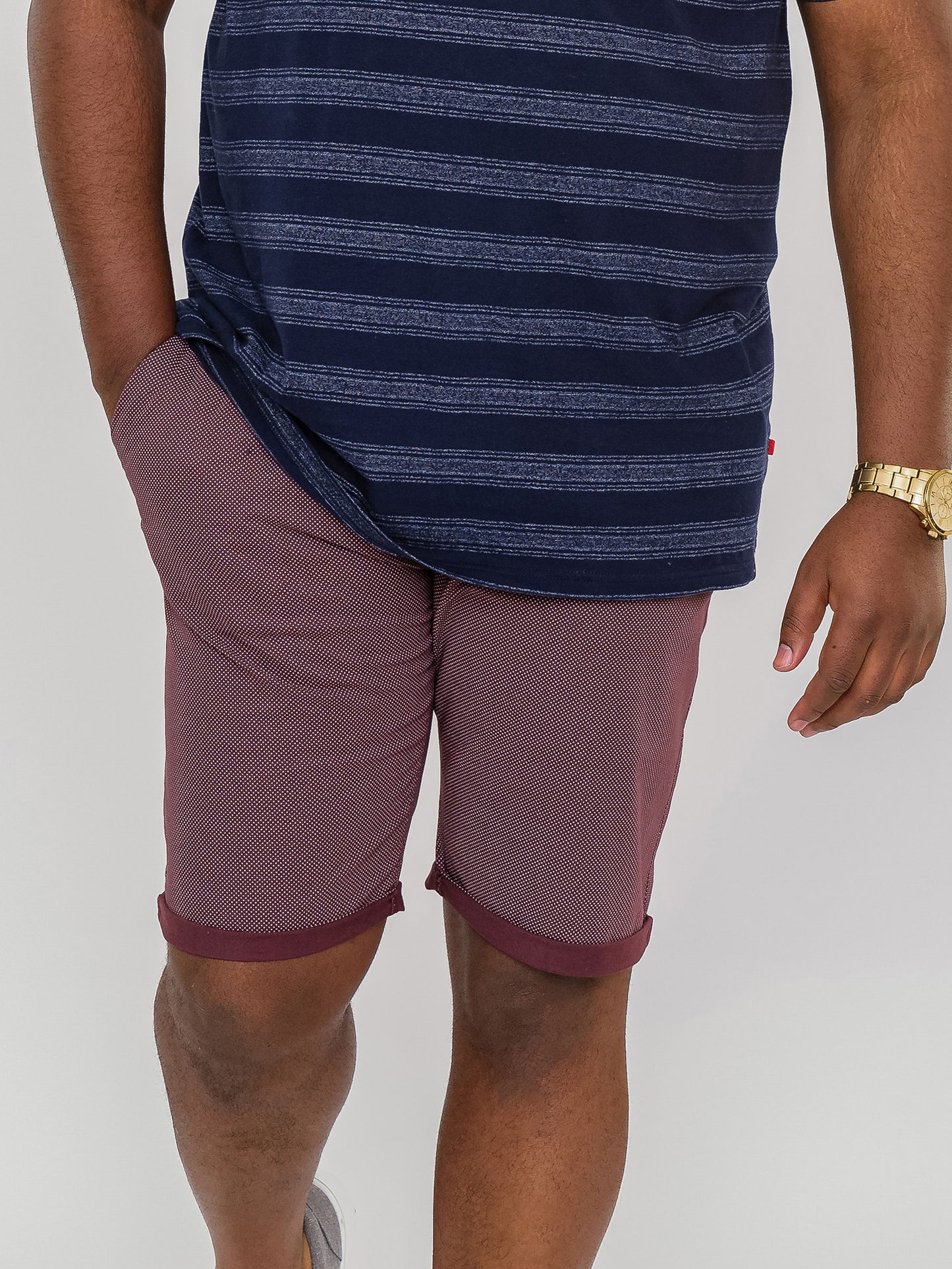 BANDIT -D555 Burgundy Print Stretch Chino Shorts