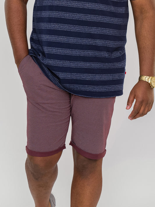 BANDIT -D555 Burgundy Print Stretch Chino Shorts