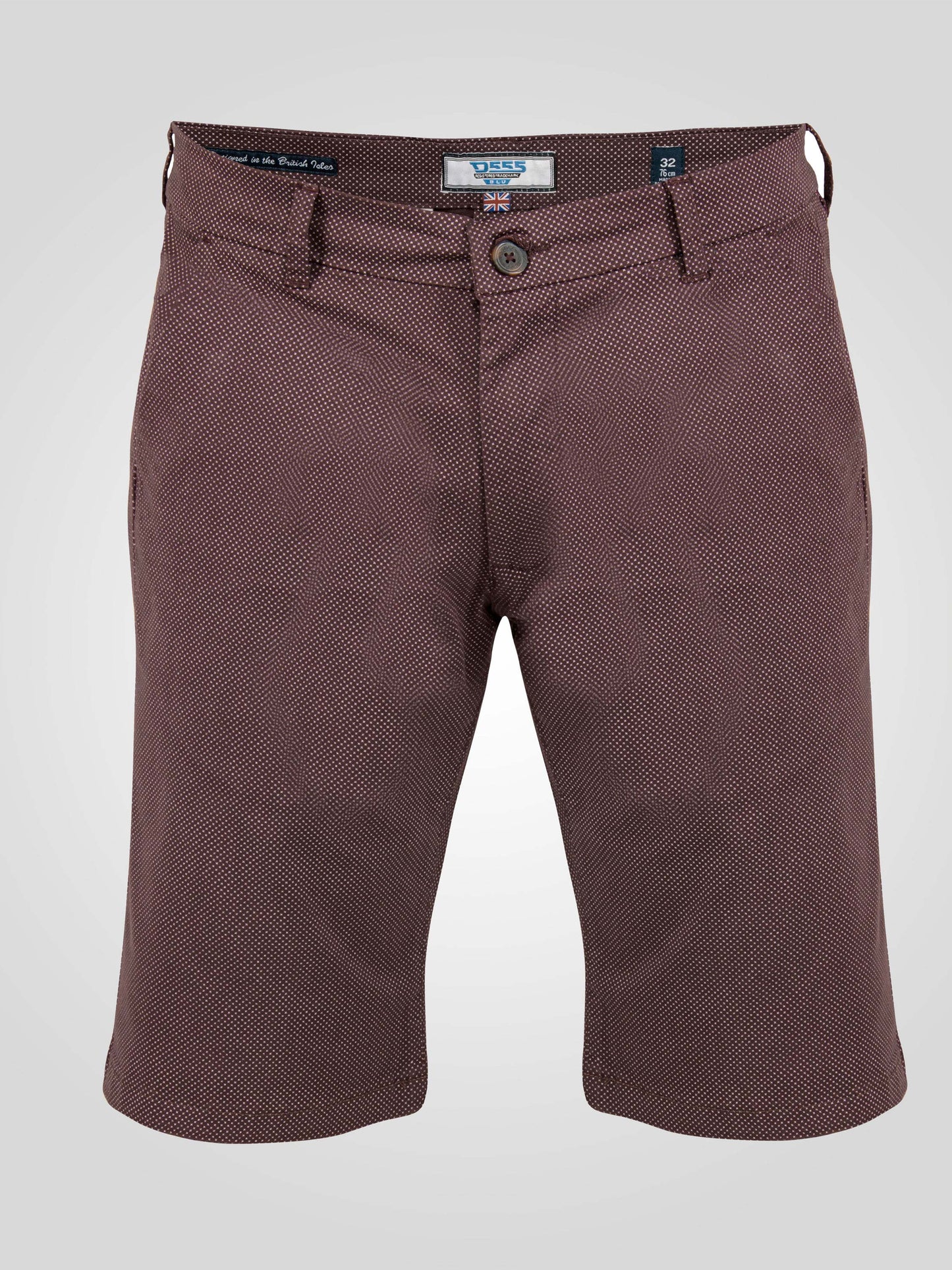 BANDIT -D555 Burgundy Print Stretch Chino Shorts