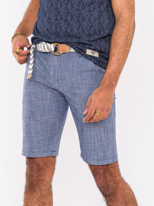 TIGER -D555 Blue Stretch Oxford Chino Shorts
