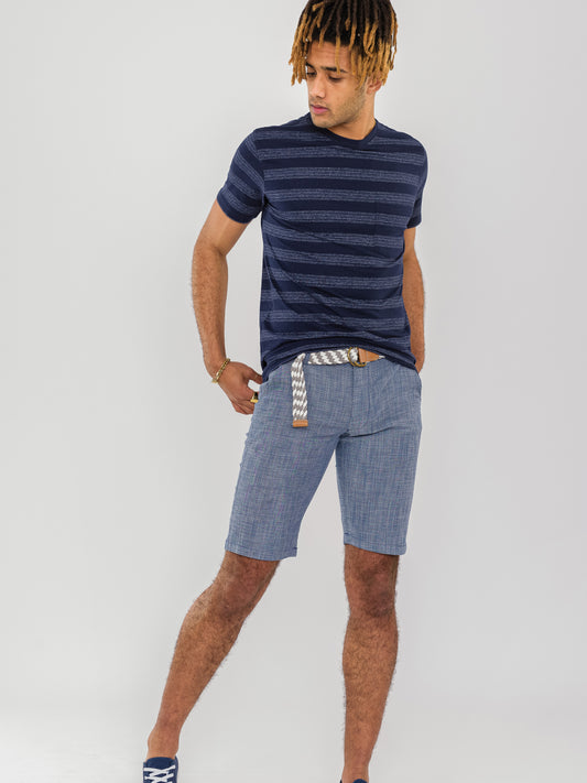 TIGER -D555 Blue Stretch Oxford Chino Shorts