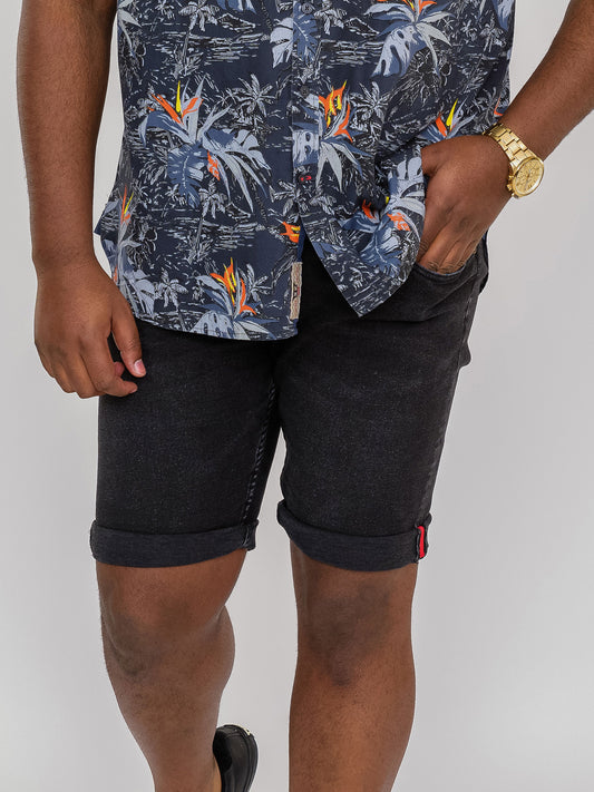 GENEVA -D555 Black Stretch Denim Shorts