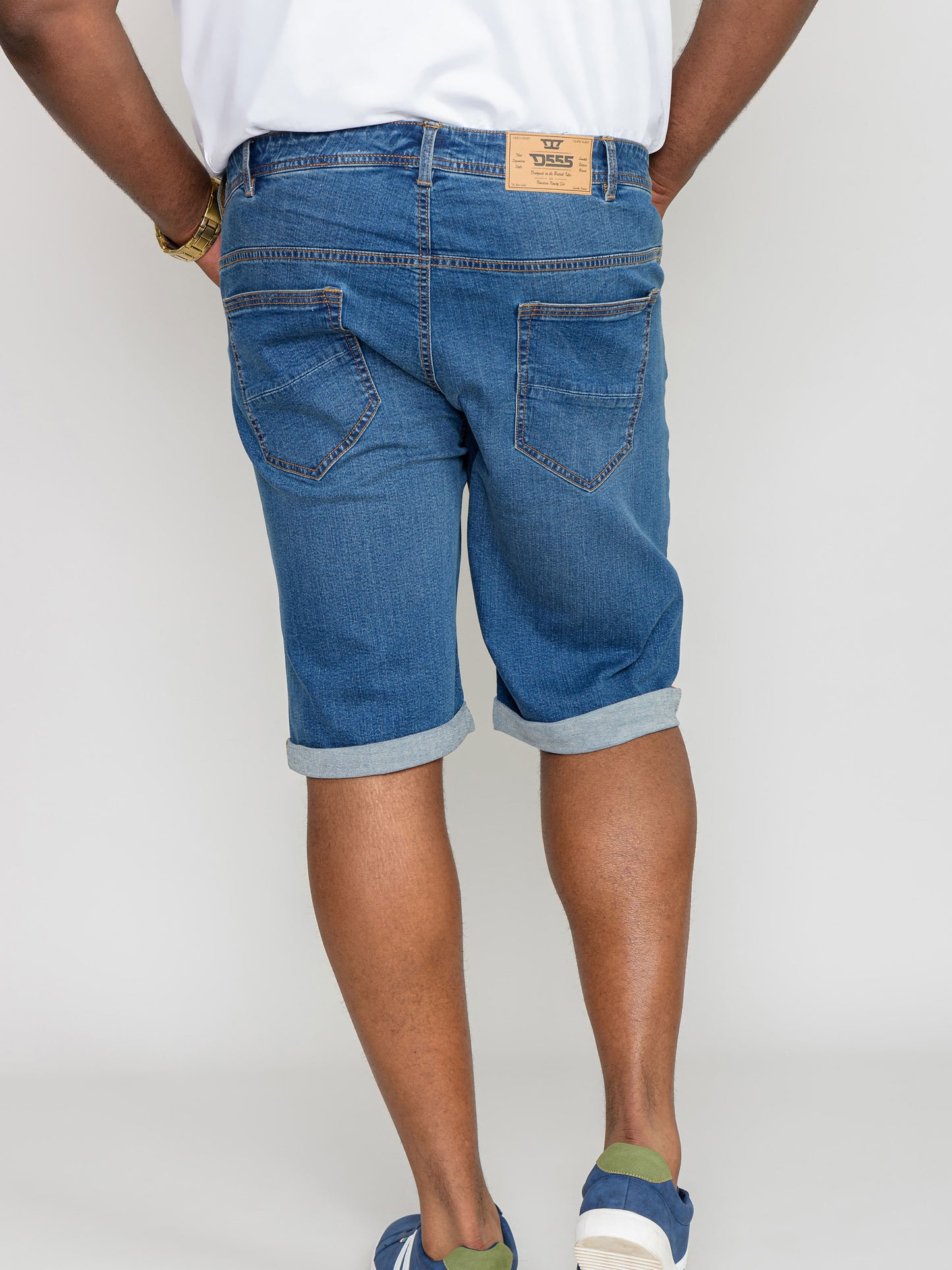 BROXBOURNE -D555 Blue Stonewash Stretch Denim Shorts