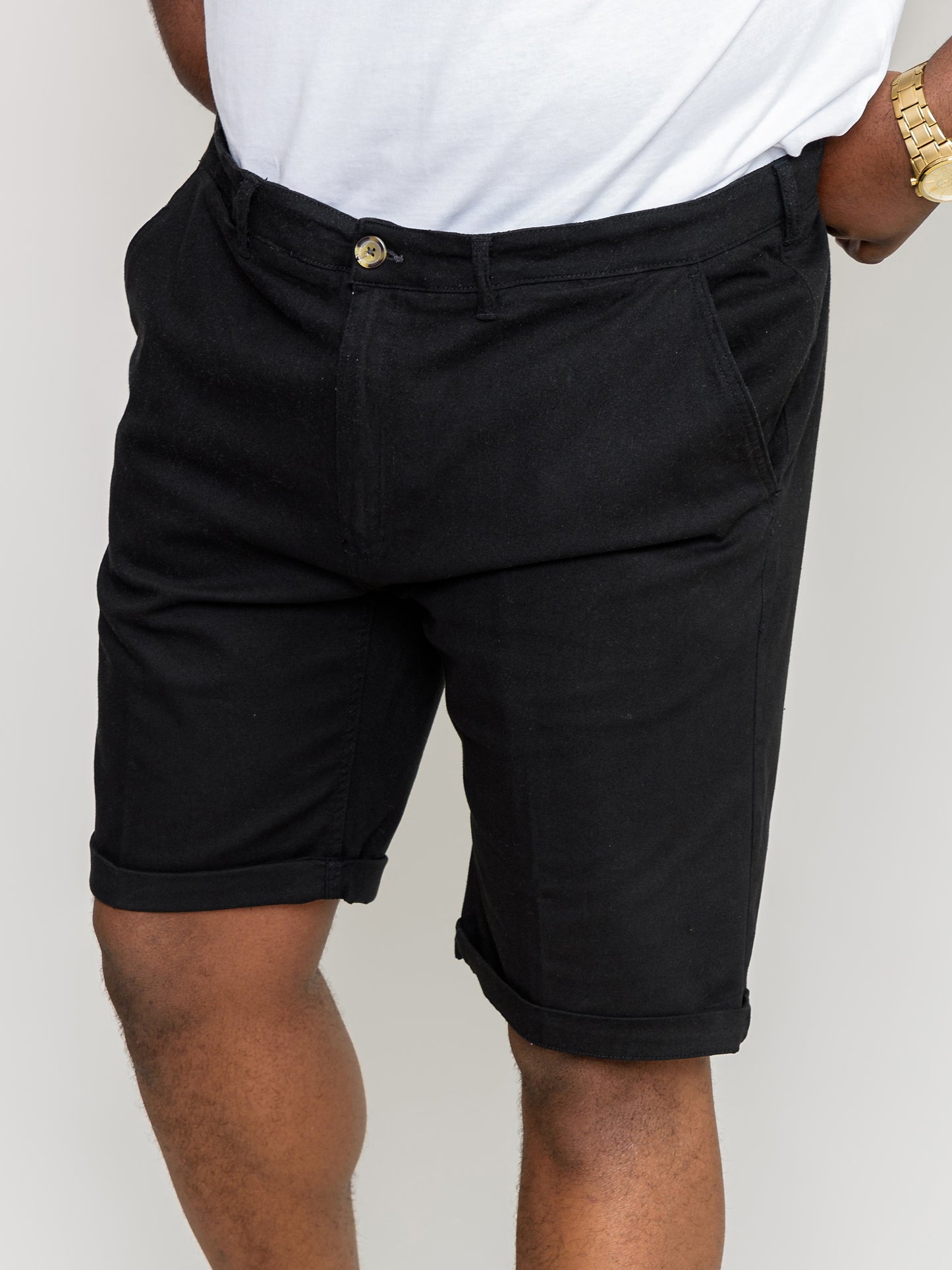 BASILDON 1 -D555 Black Stretch Chino Shorts