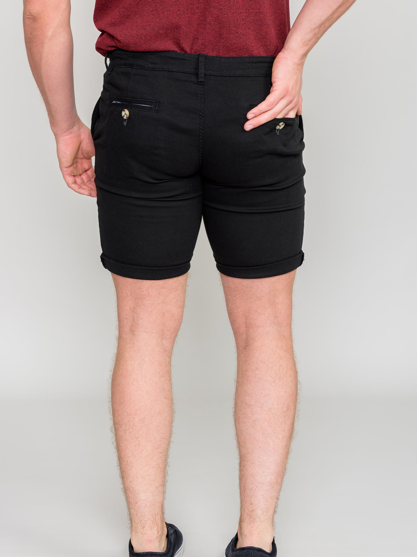 BASILDON 1 -D555 Black Stretch Chino Shorts