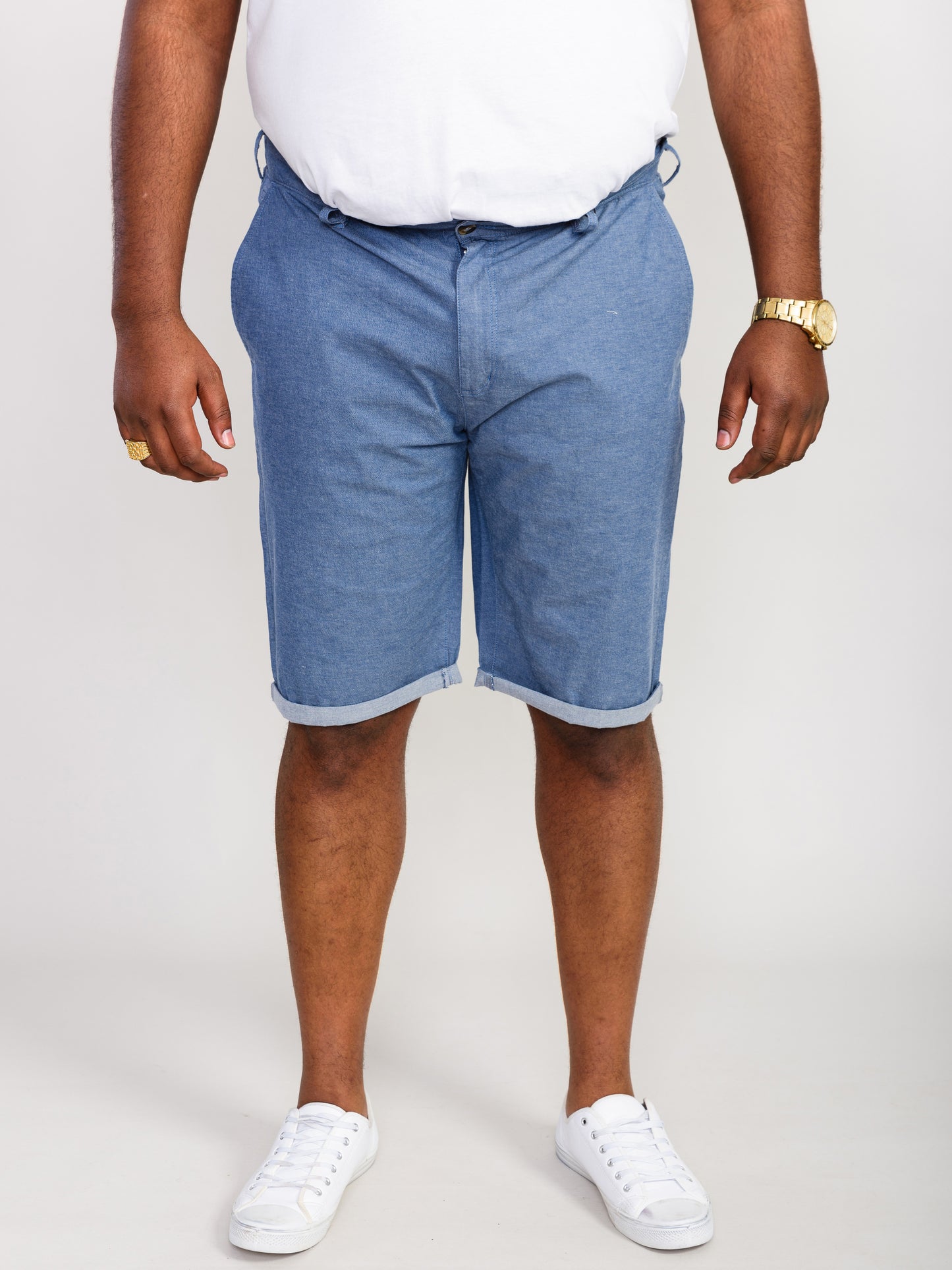 ALDERTON -D555 Navy Blue Stretch Chambray Shorts