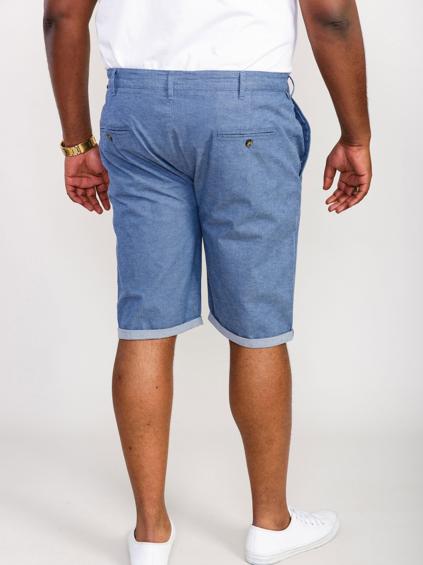 ALDERTON -D555 Navy Blue Stretch Chambray Shorts