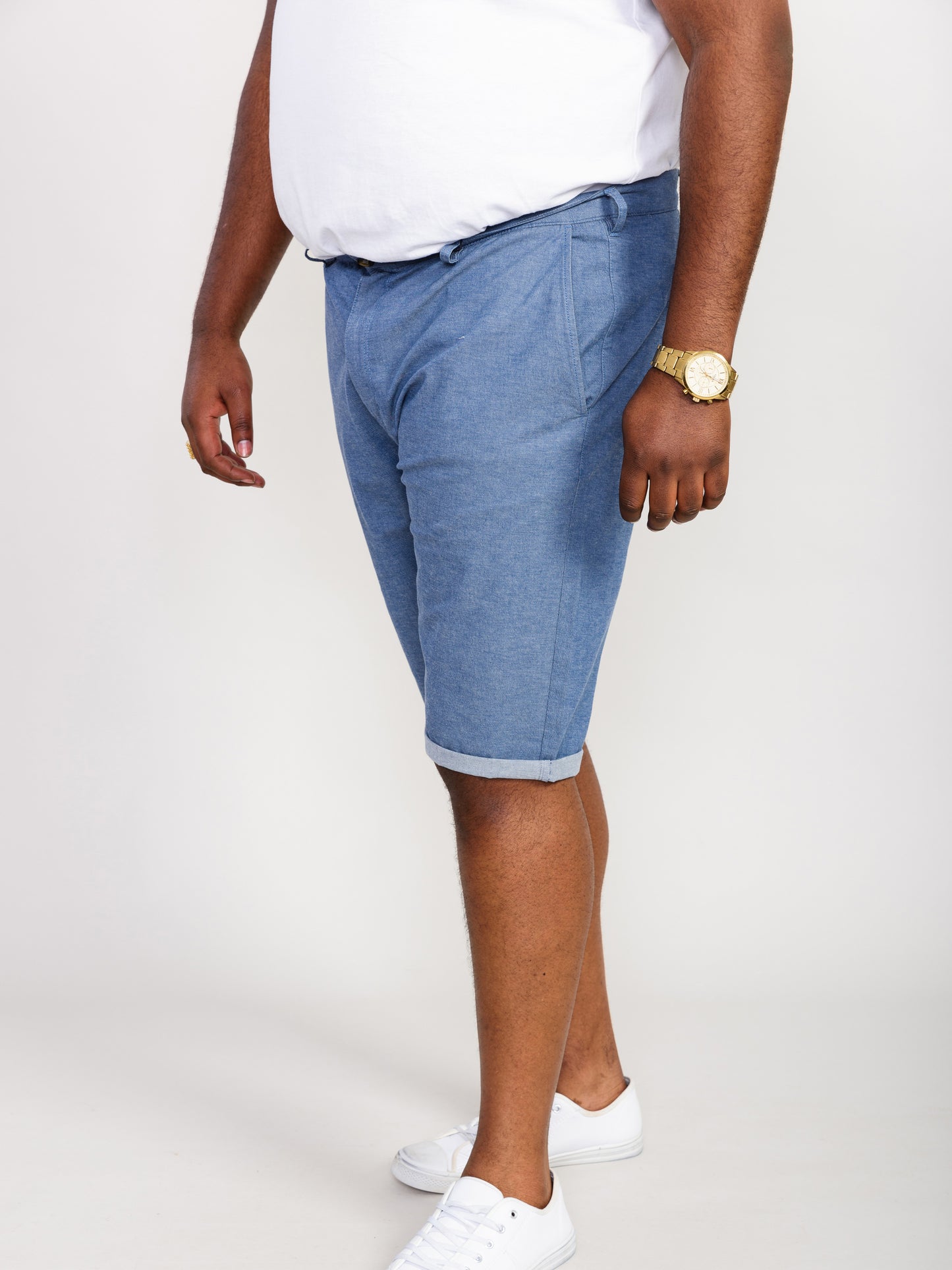ALDERTON -D555 Navy Blue Stretch Chambray Shorts