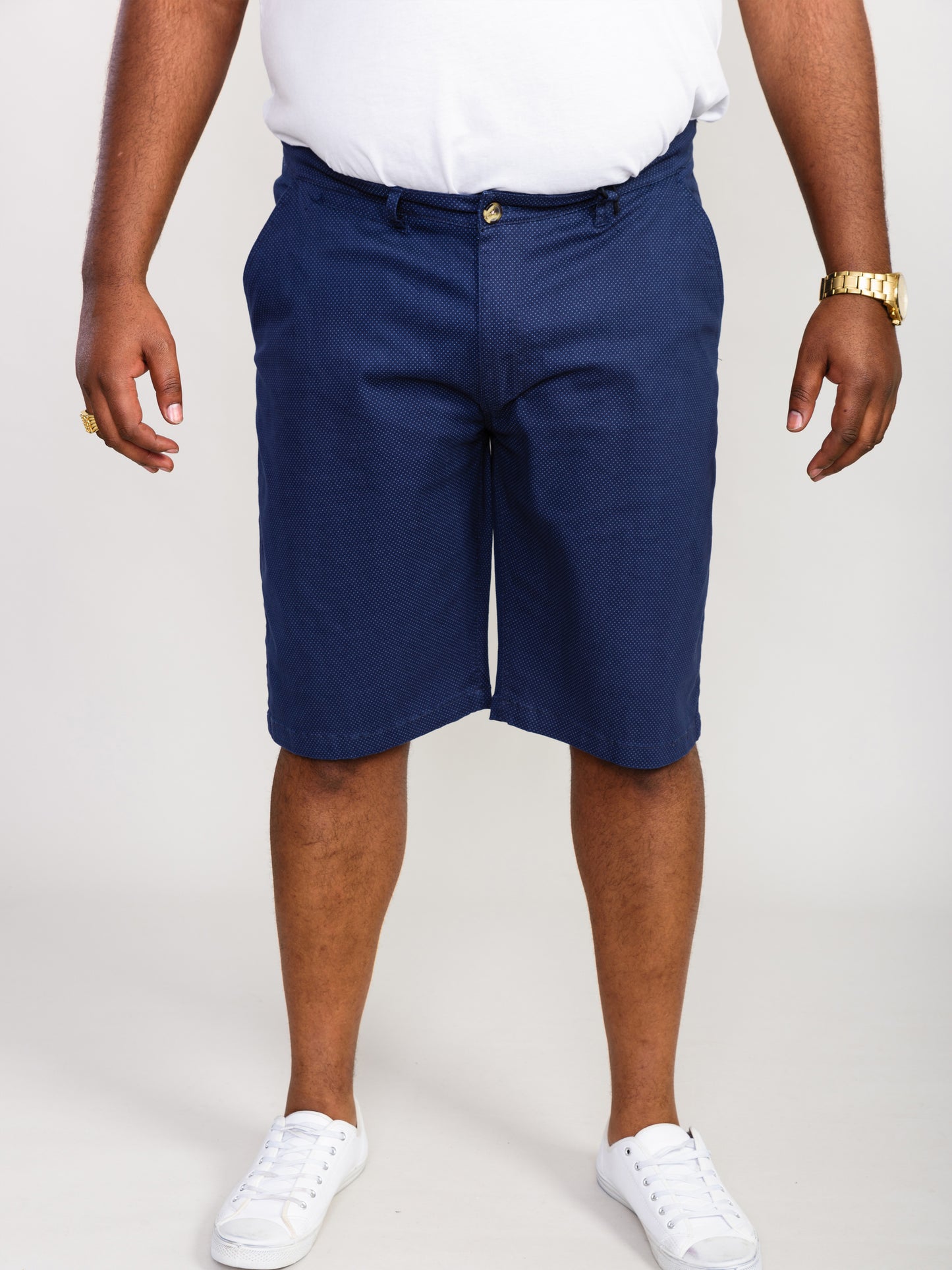 WARREN -D555 Navy Blue Stretch Chino Shorts