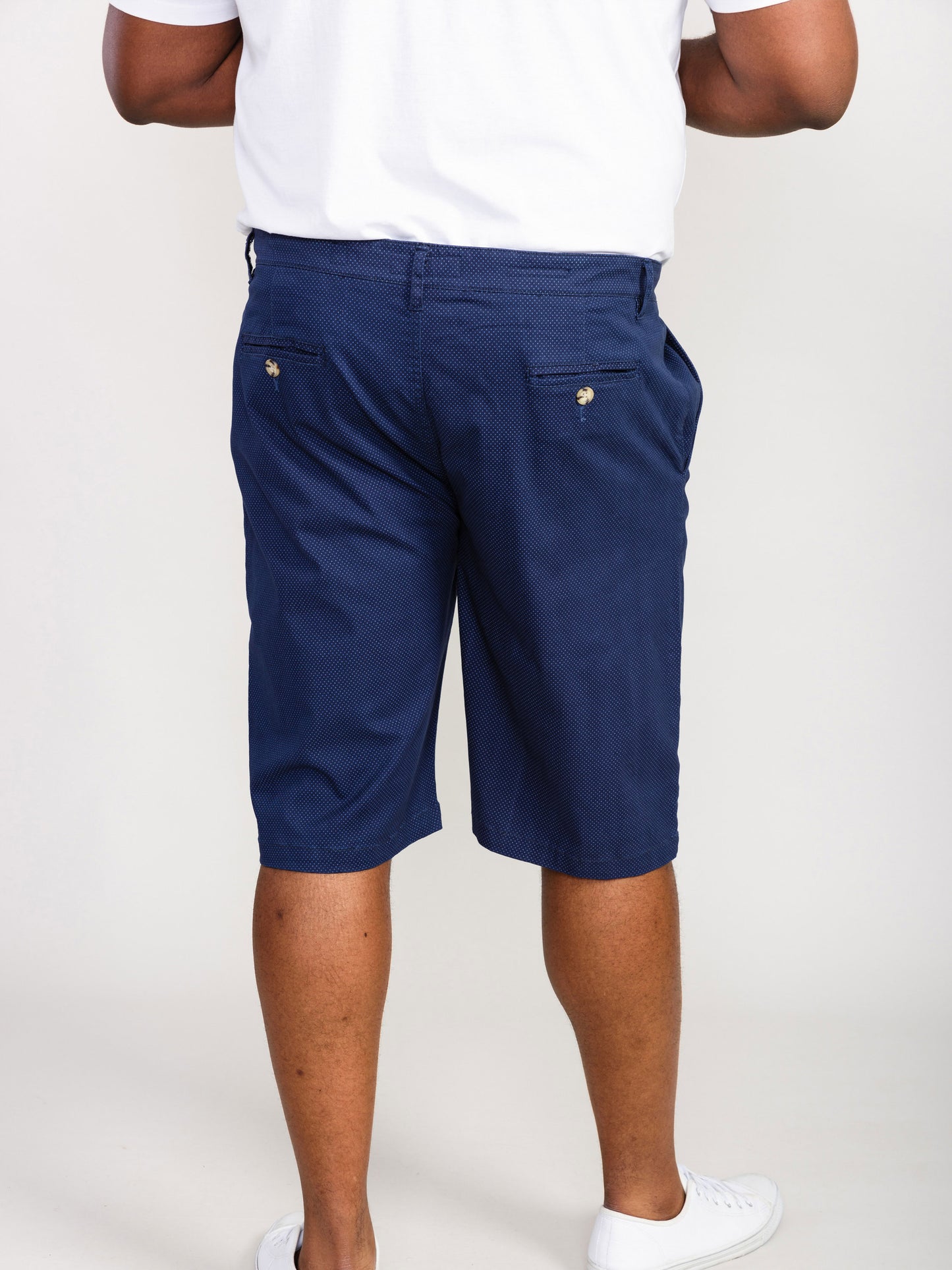 WARREN -D555 Navy Blue Stretch Chino Shorts