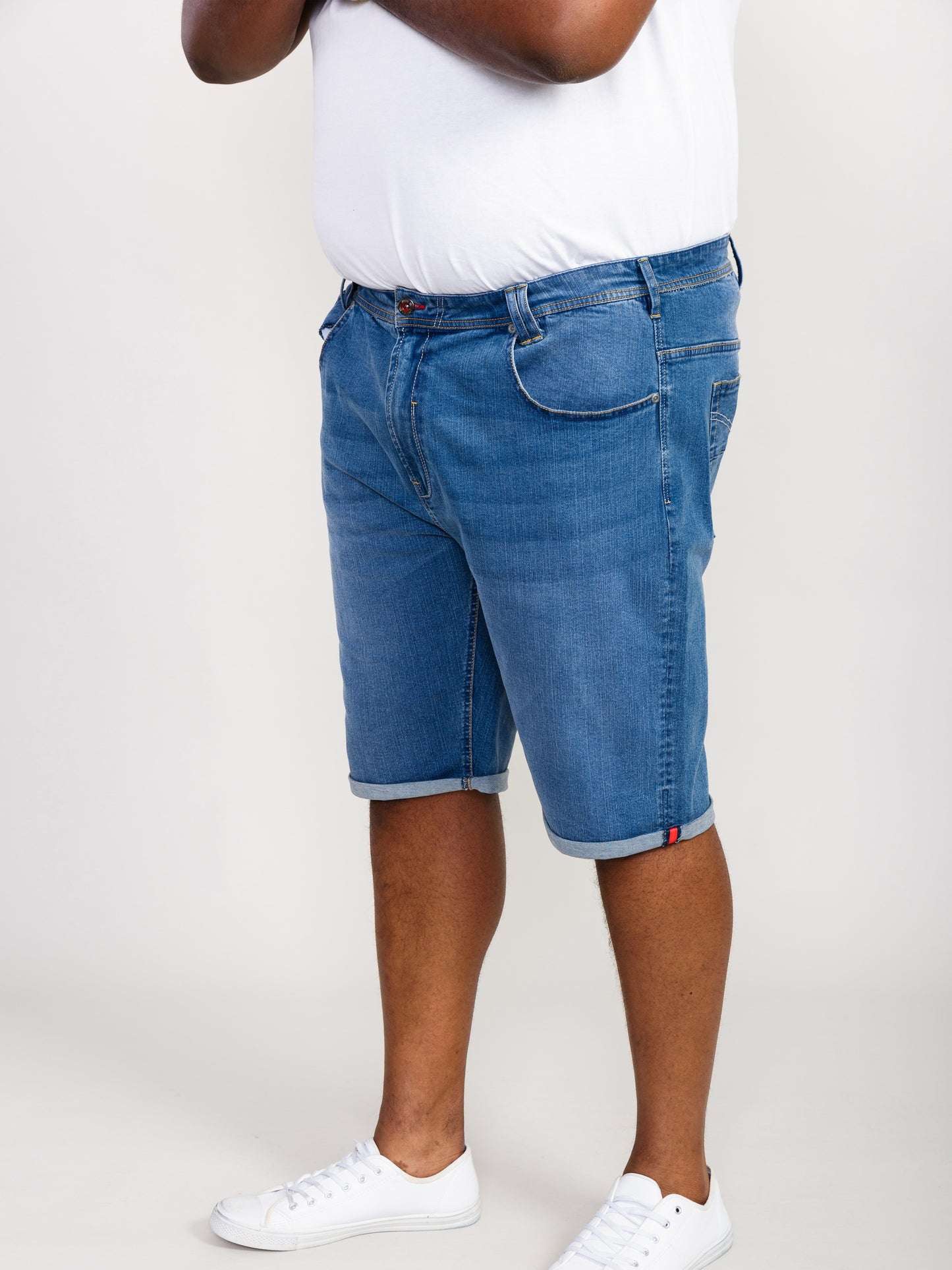 SUFFOLK -D555 Blue Stonewash Stretch Denim Shorts
