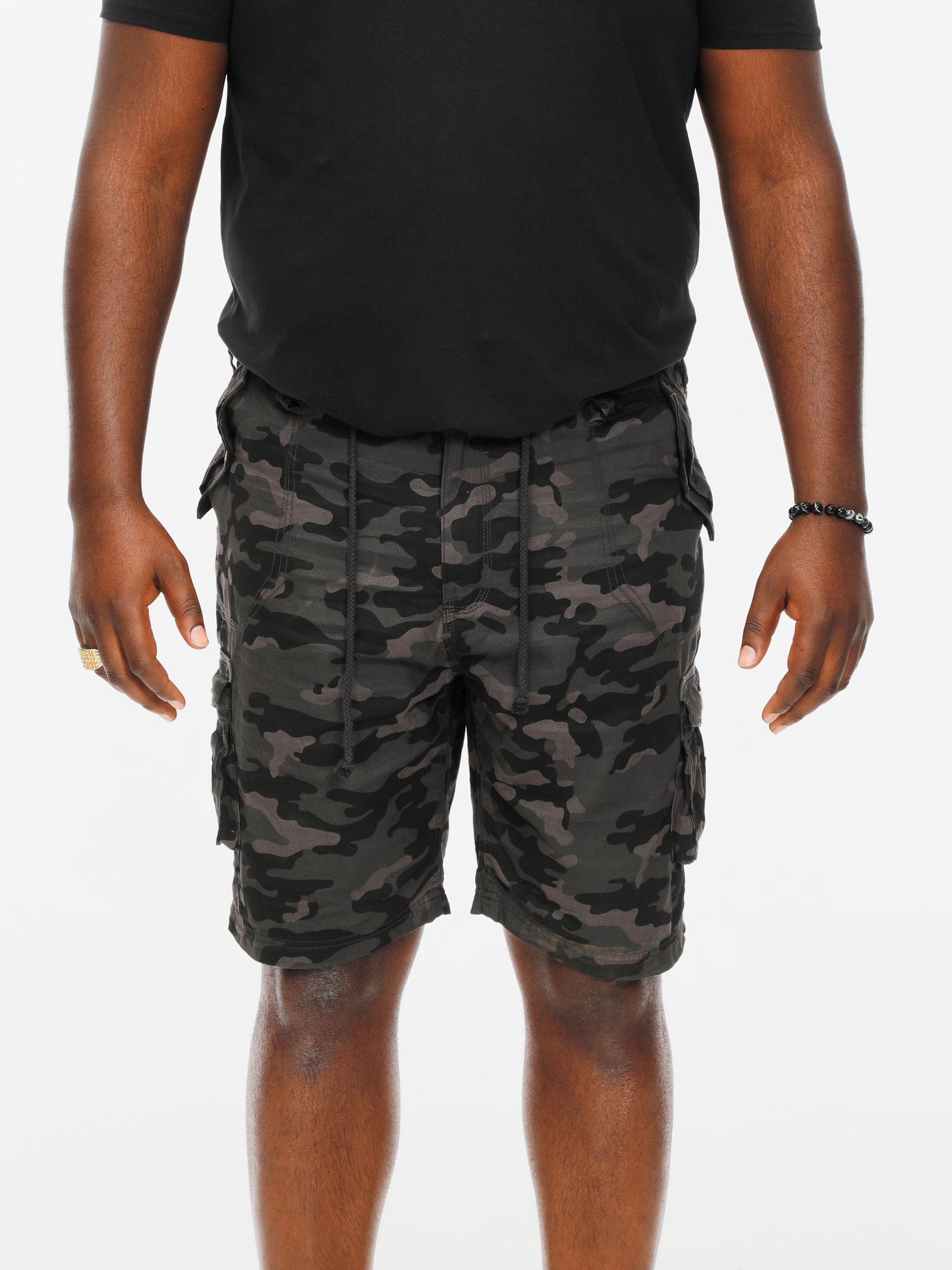 ZAVIER -D555 Black Camouflage Camo Cotton Cargo Shorts