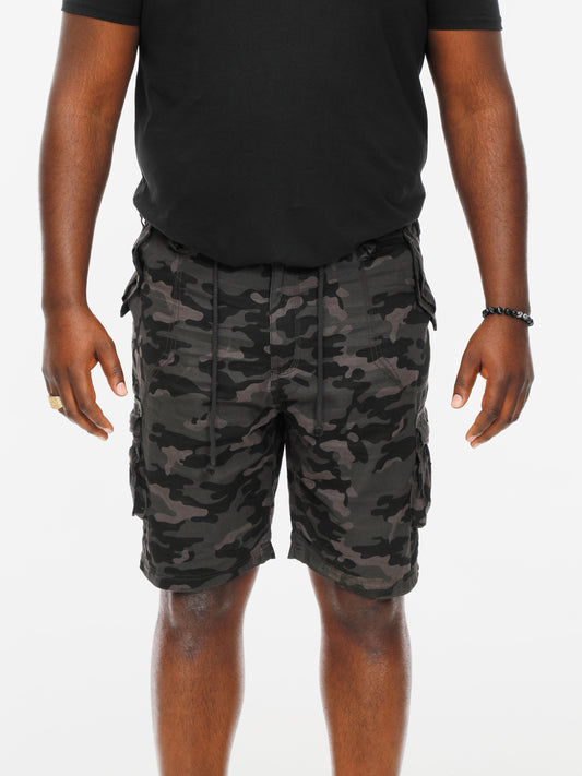 ZAVIER -D555 Black Camouflage Camo Cotton Cargo Shorts