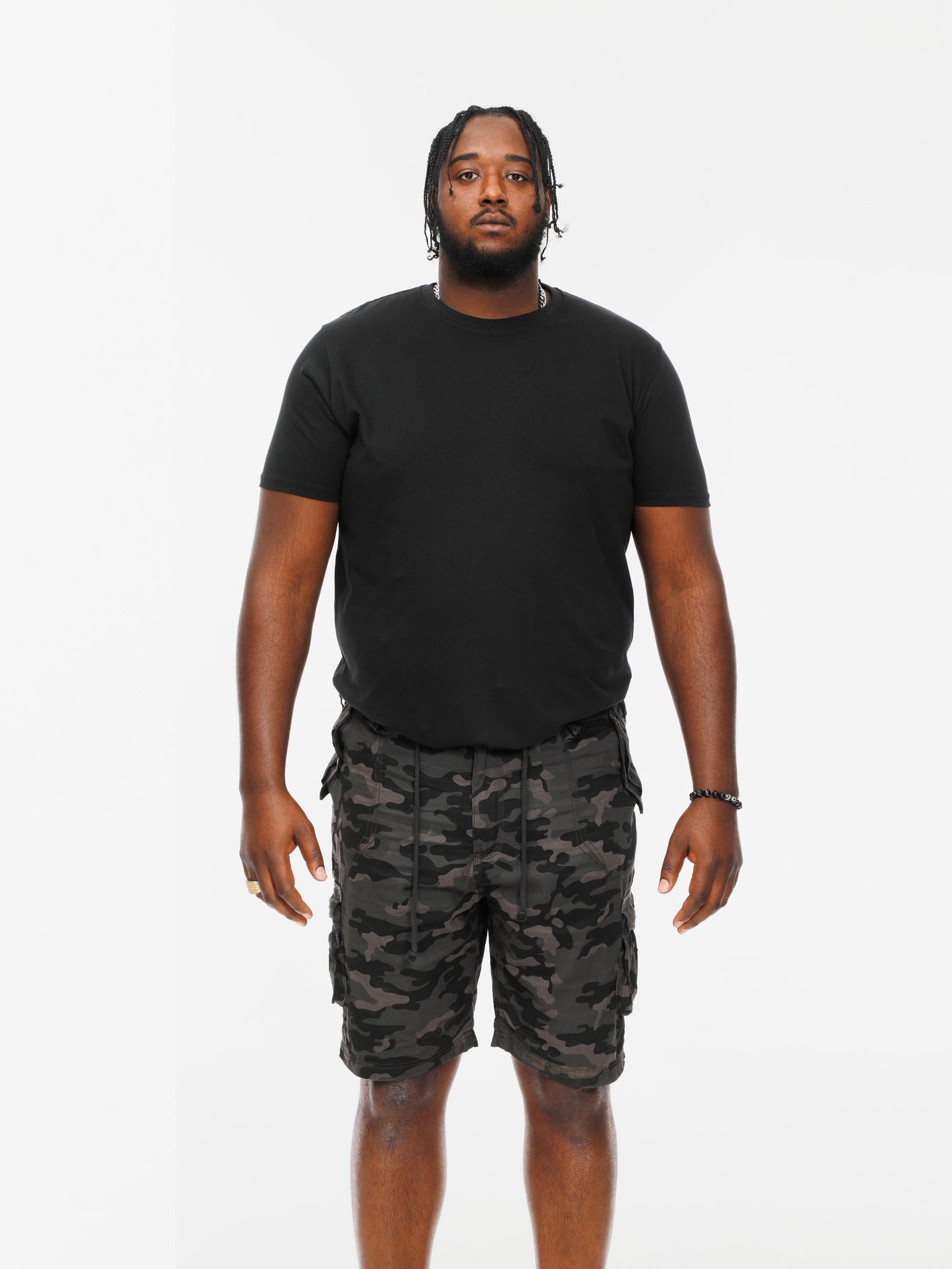 ZAVIER -D555 Black Camouflage Camo Cotton Cargo Shorts