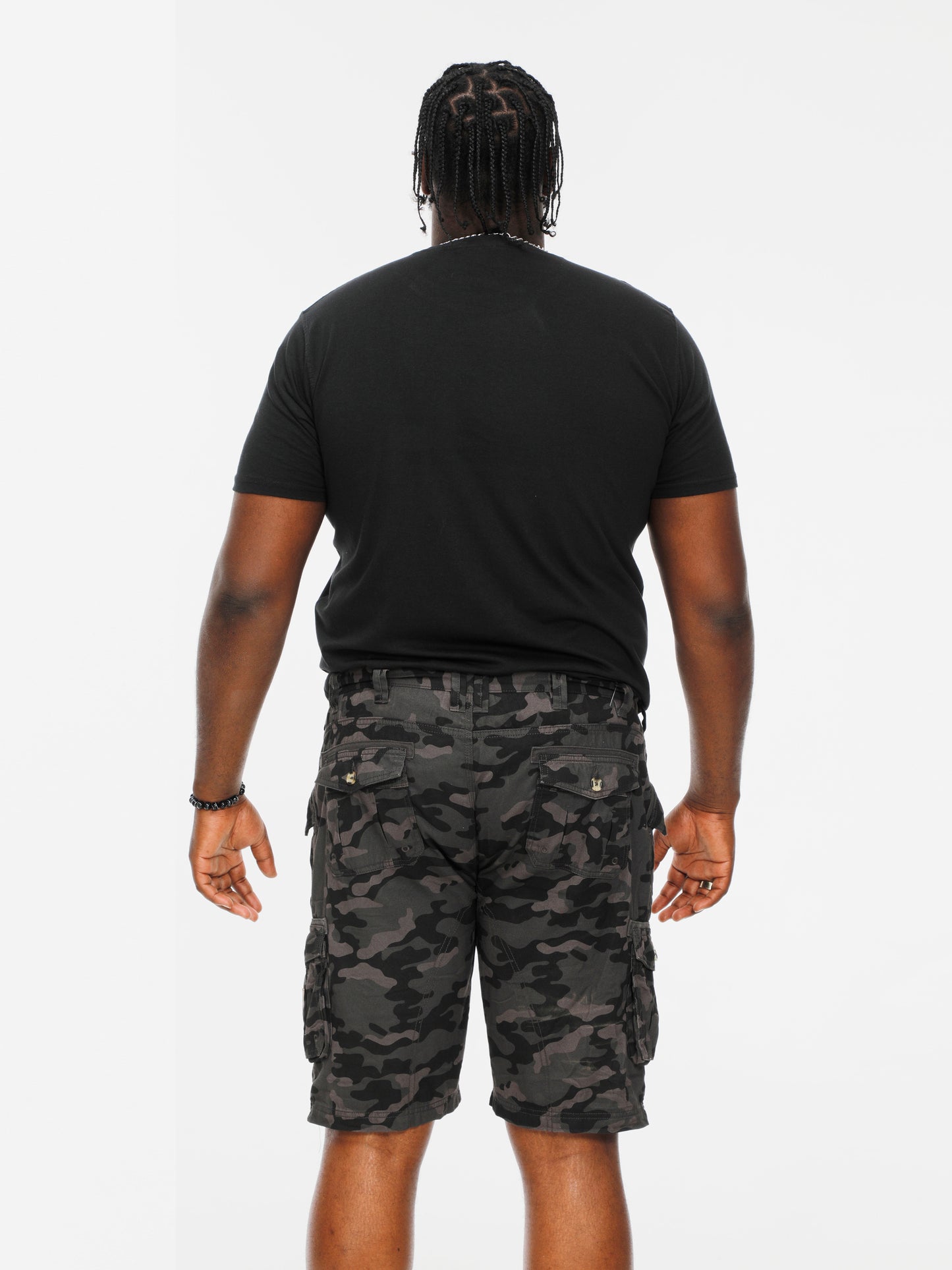 ZAVIER -D555 Black Camouflage Camo Cotton Cargo Shorts