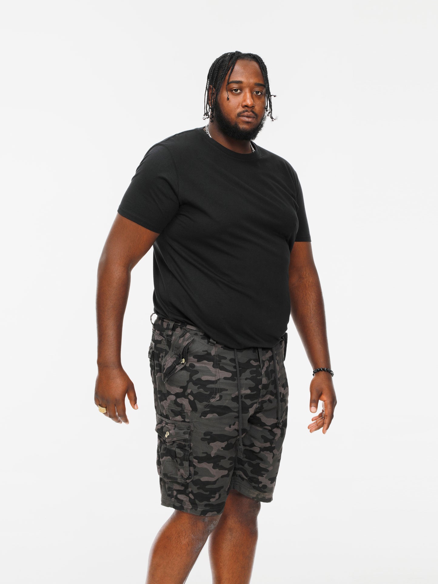 ZAVIER -D555 Black Camouflage Camo Cotton Cargo Shorts