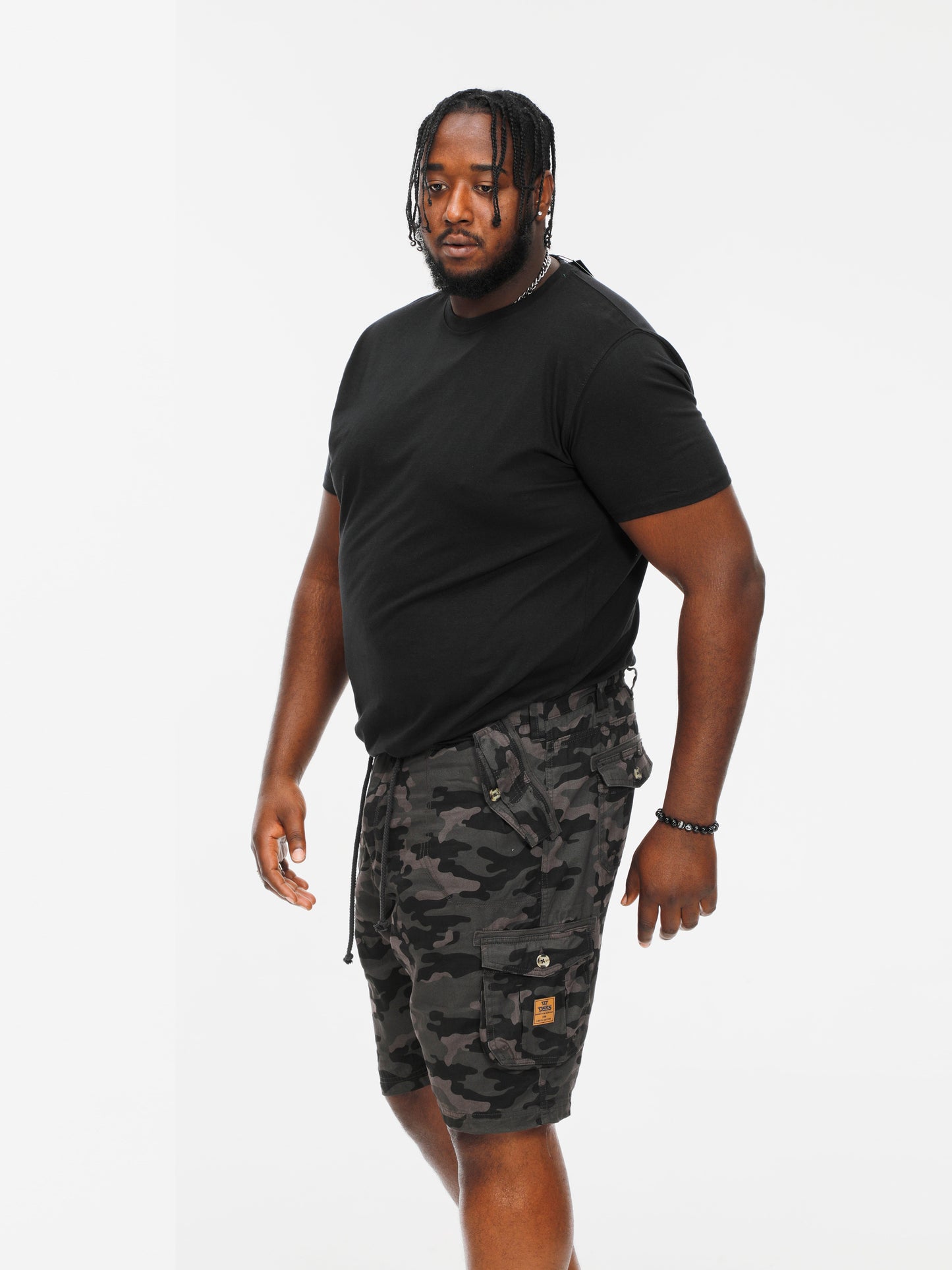 ZAVIER -D555 Black Camouflage Camo Cotton Cargo Shorts