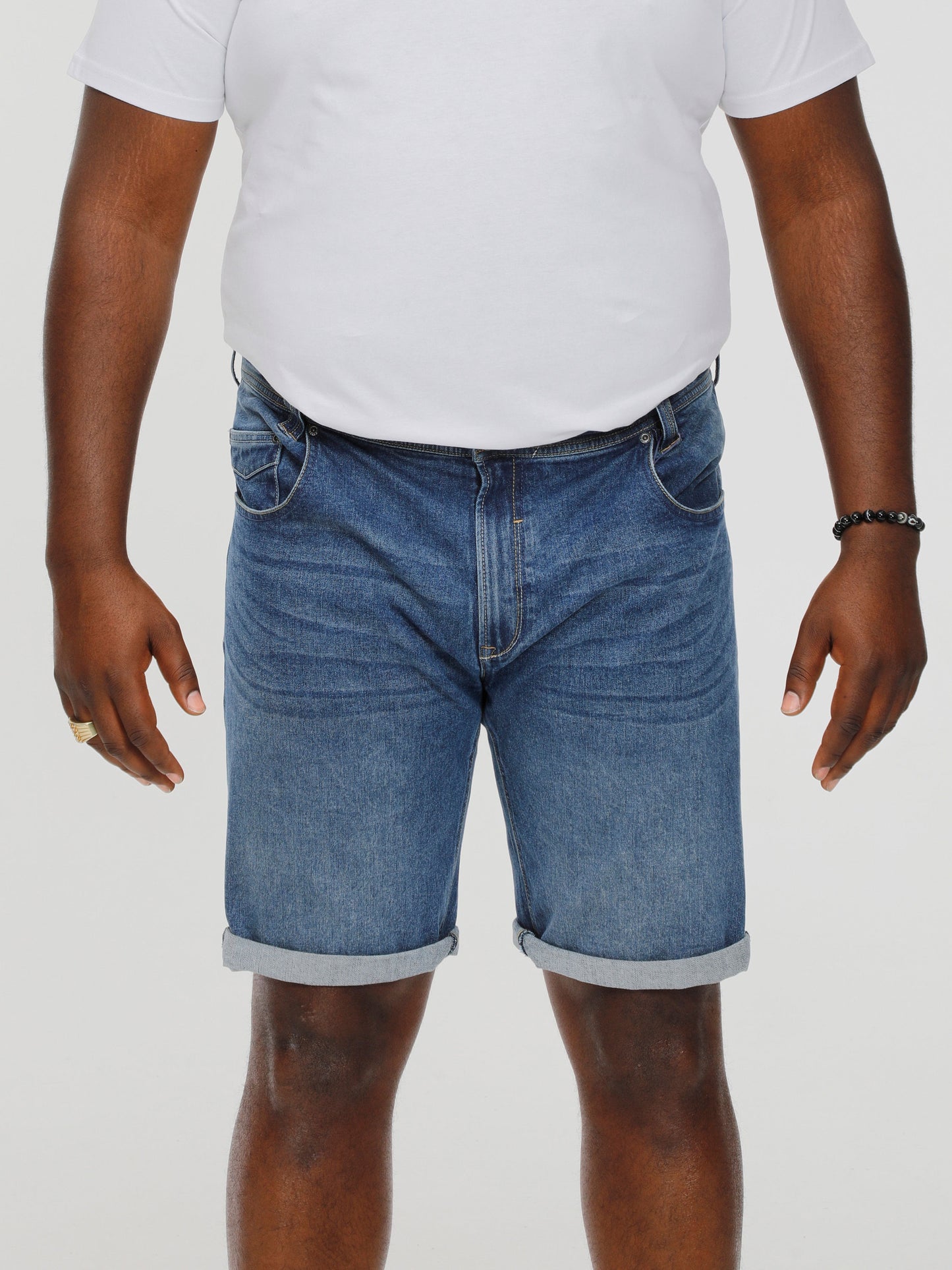 JONES -D555 Blue Stonewash Stretch Denim Shorts
