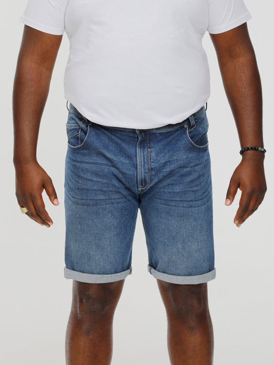 JONES -D555 Blue Stonewash Stretch Denim Shorts