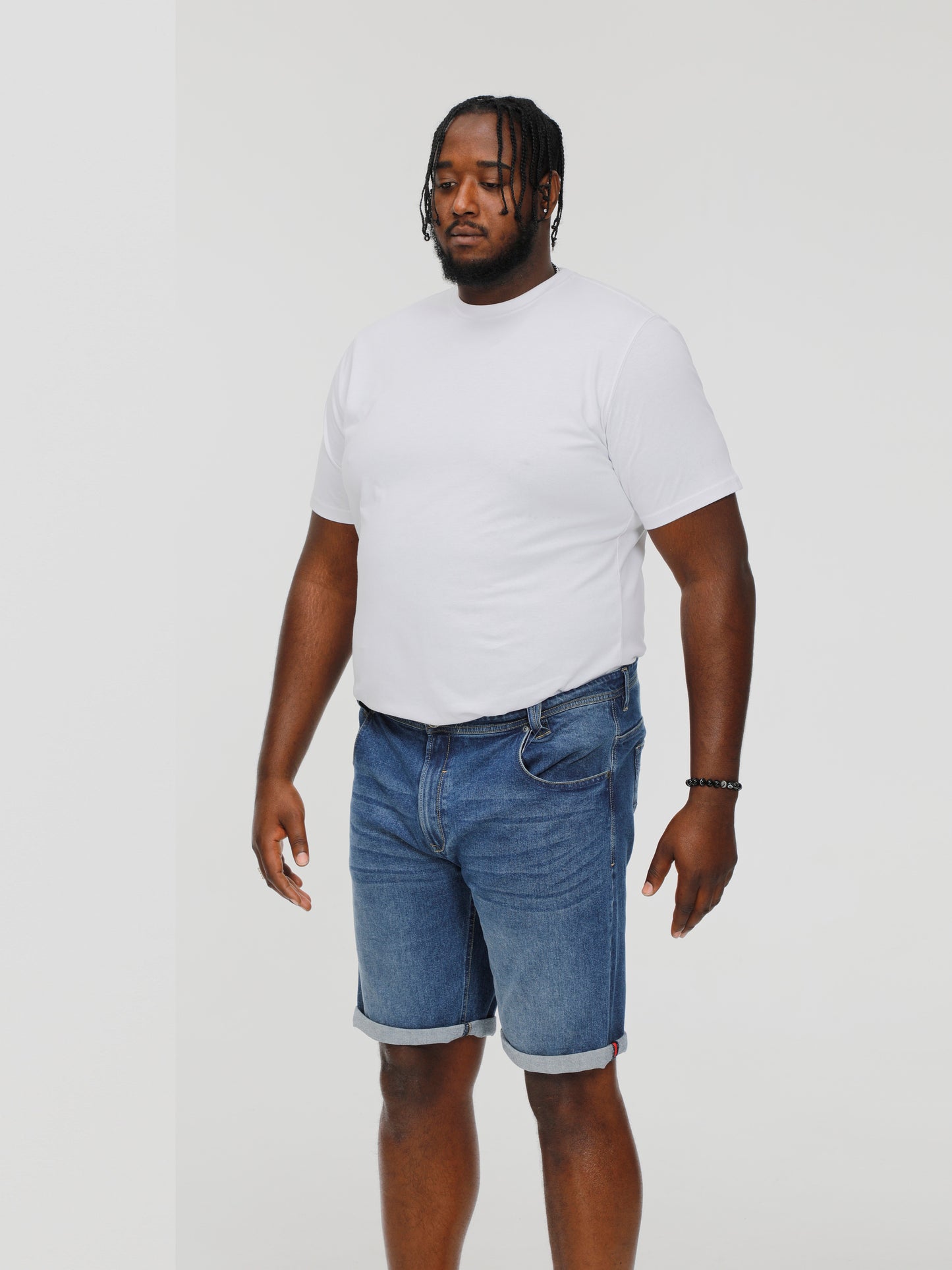 JONES -D555 Blue Stonewash Stretch Denim Shorts