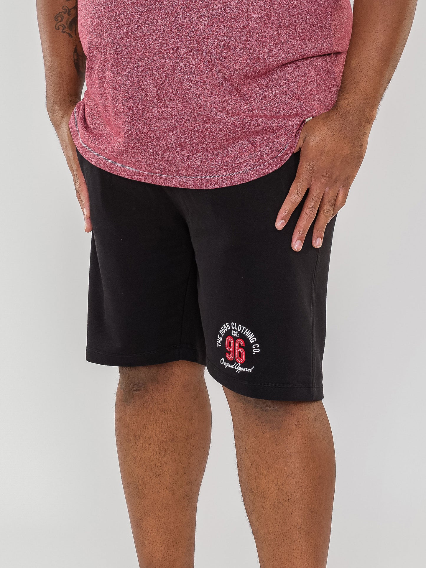 TOMPKINS 1 -D555 Black Elasticated Waist Shorts