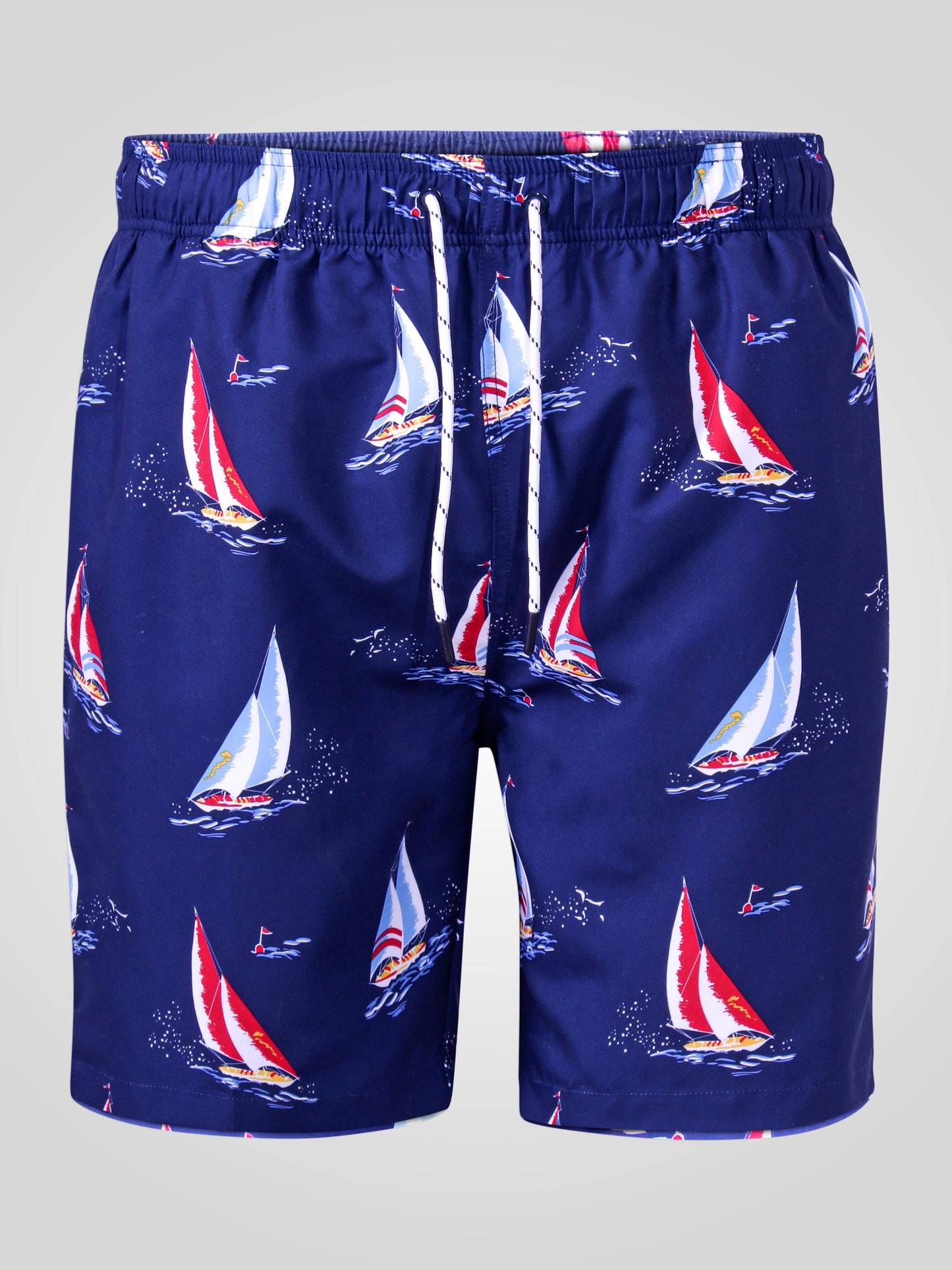 APOLLO -D555 Navy Blue Yacht Printed Swim Shorts