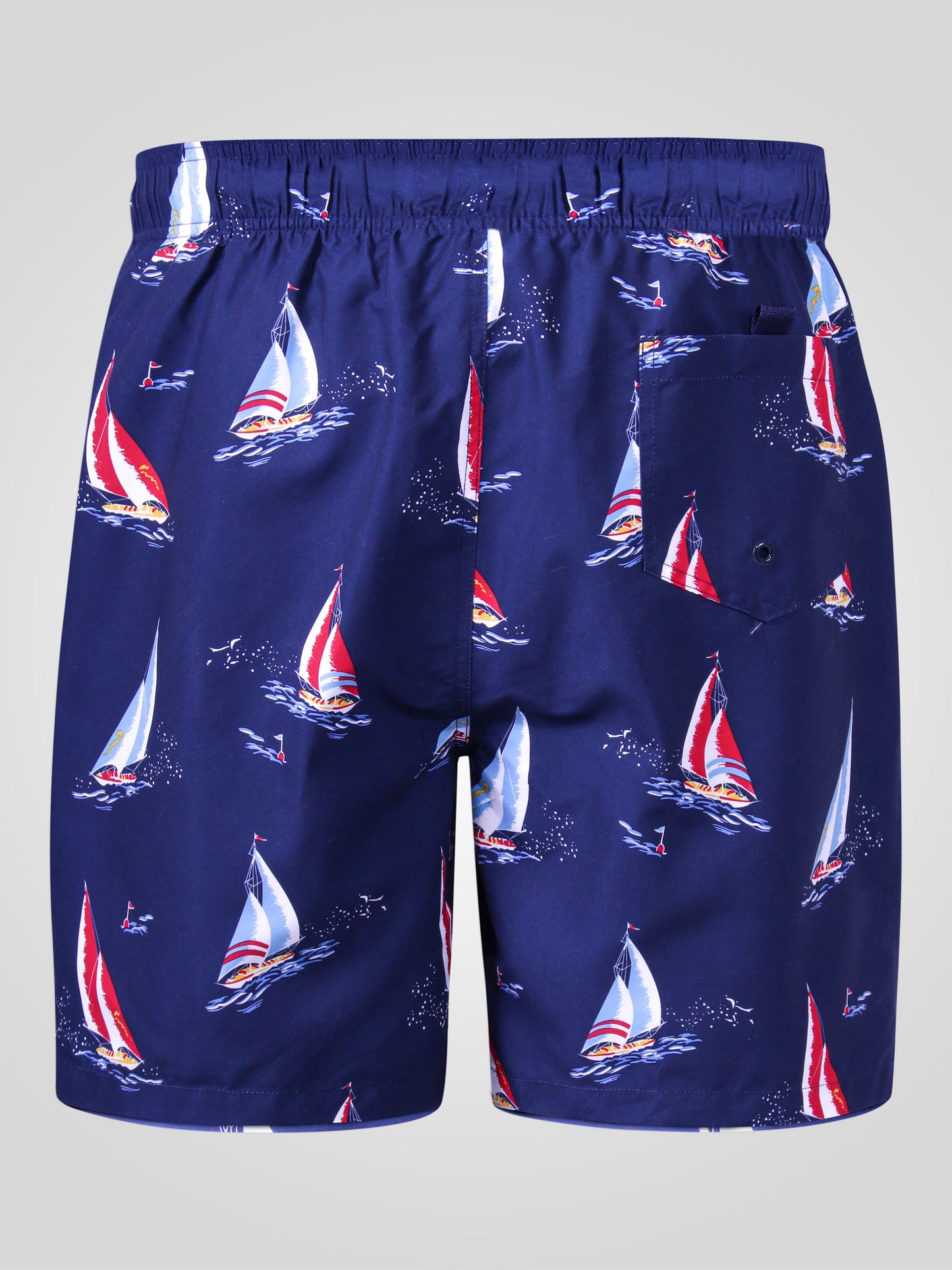 APOLLO -D555 Navy Blue Yacht Printed Swim Shorts