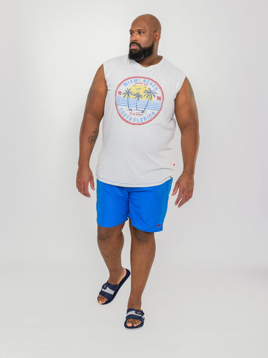 CROSLEY -D555 Royal Blue Water Activated Shark Print Swim Shorts