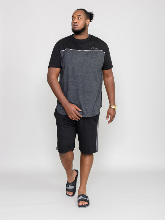 ANDOVER -D555 Black Charcoal Marl Elasticated Waistband Shorts