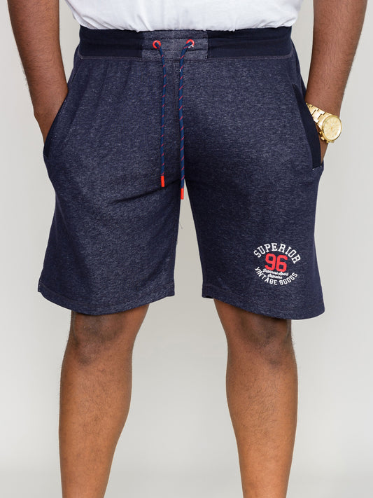 HARLOW 2 -D555 Denim Blue Marl Elasticated Waist Loop Back Shorts