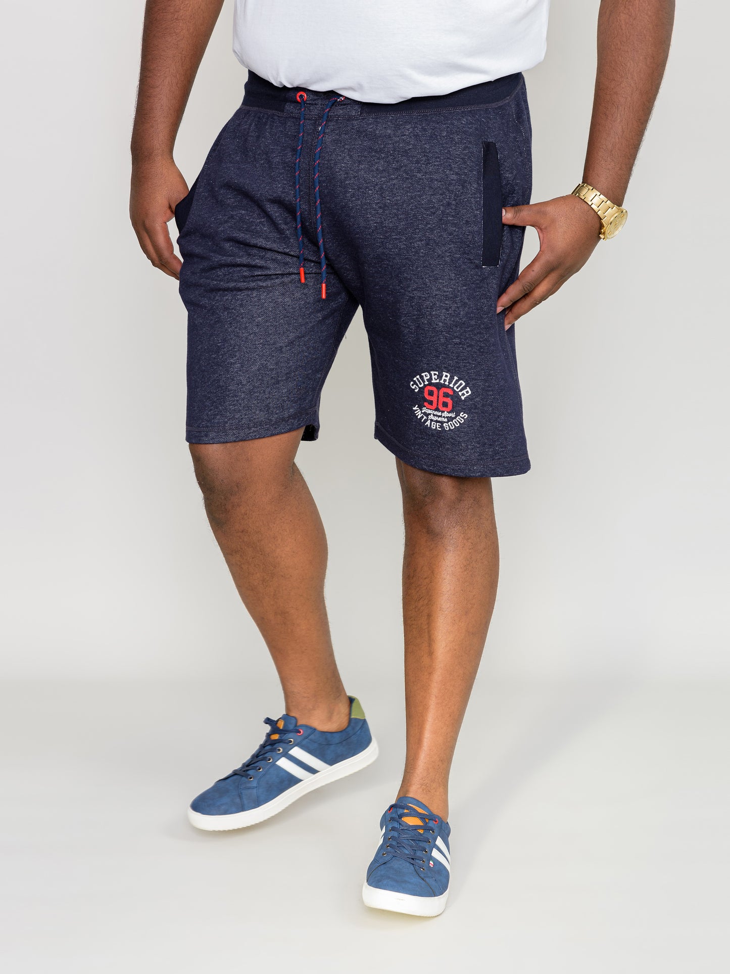 HARLOW 2 -D555 Denim Blue Marl Elasticated Waist Loop Back Shorts