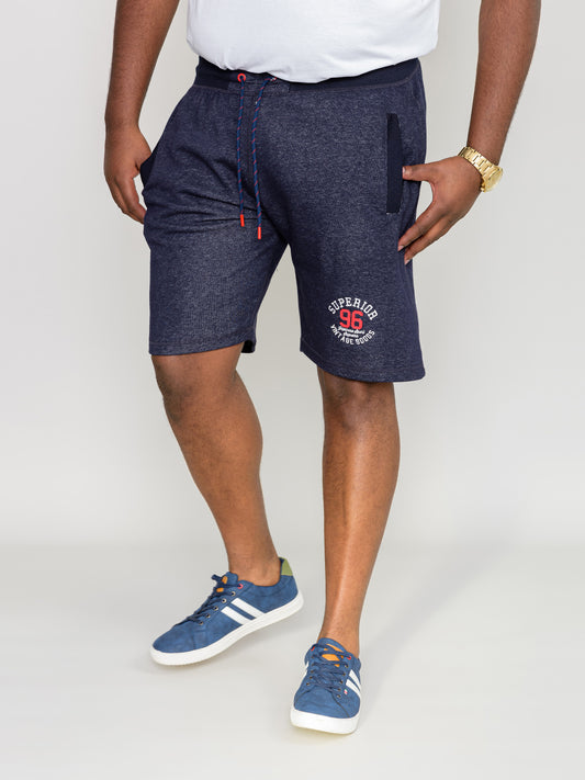 HARLOW 2 -D555 Denim Blue Marl Elasticated Waist Loop Back Shorts