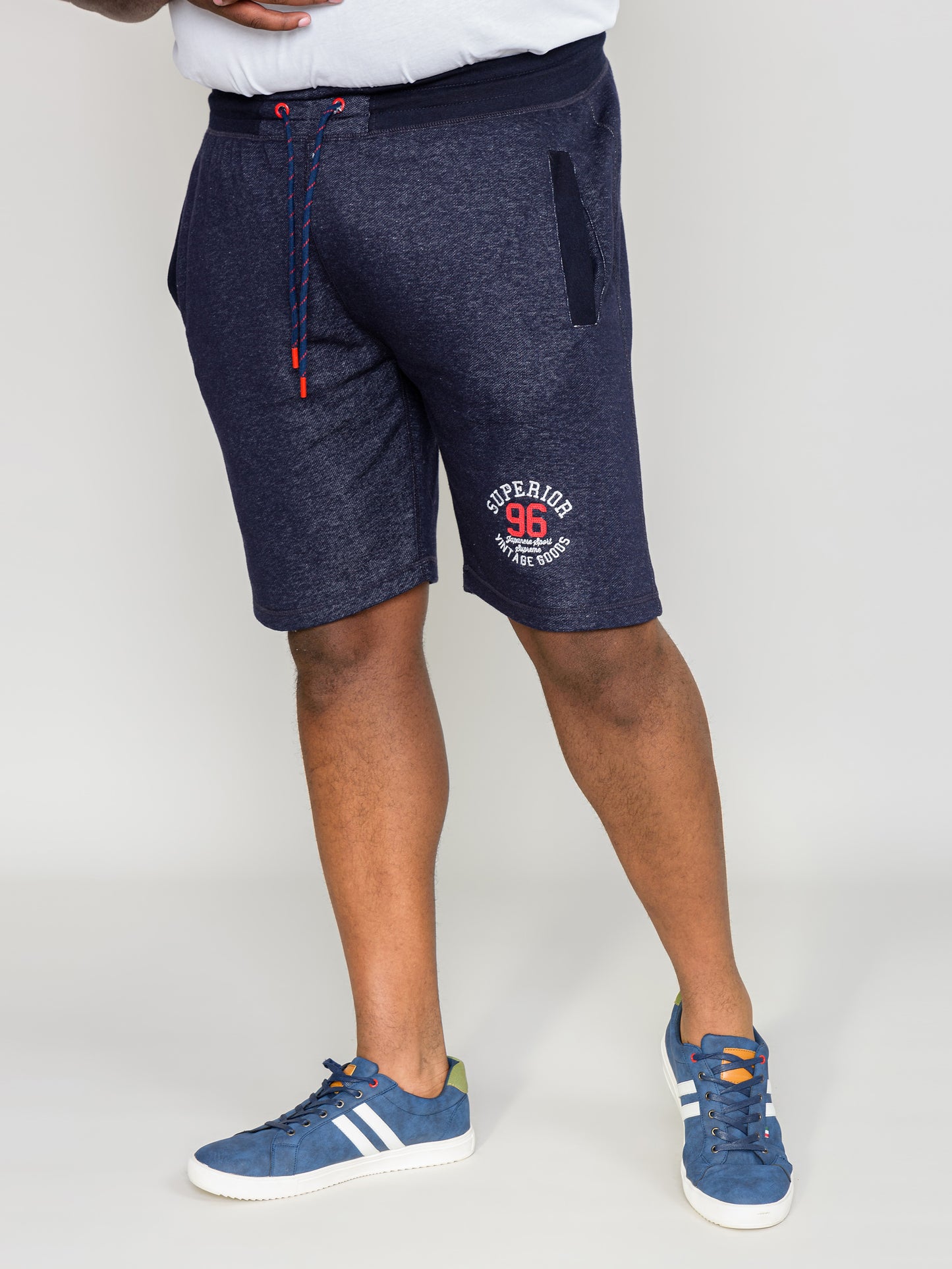 HARLOW 2 -D555 Denim Blue Marl Elasticated Waist Loop Back Shorts