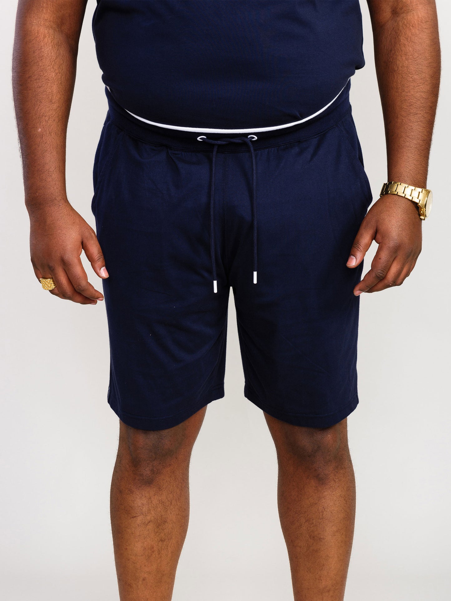 BRANTHAM -D555 Navy Blue Couture Elasticated Waistband Shorts