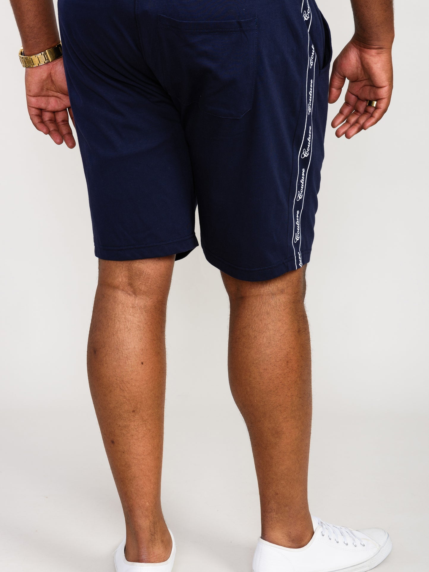 BRANTHAM -D555 Navy Blue Couture Elasticated Waistband Shorts