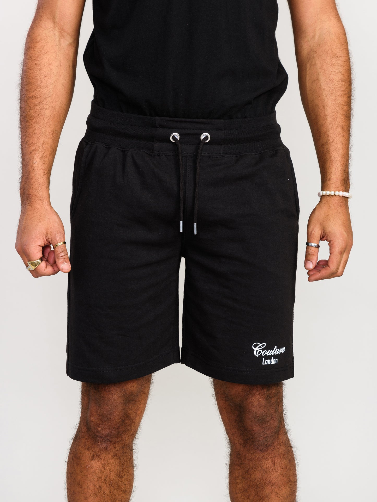 HOLBROOK -D555 Black Couture Elasticated Waistband Shorts