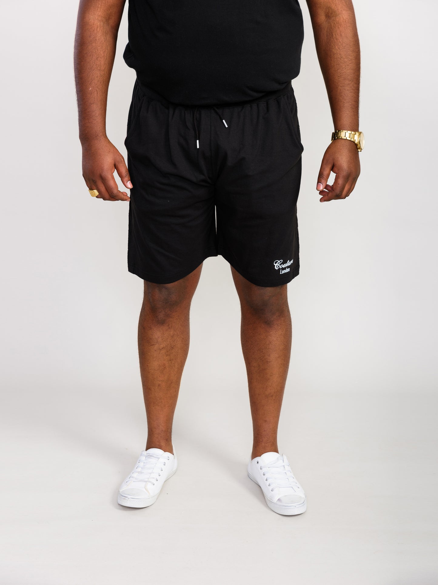 HOLBROOK -D555 Black Couture Elasticated Waistband Shorts
