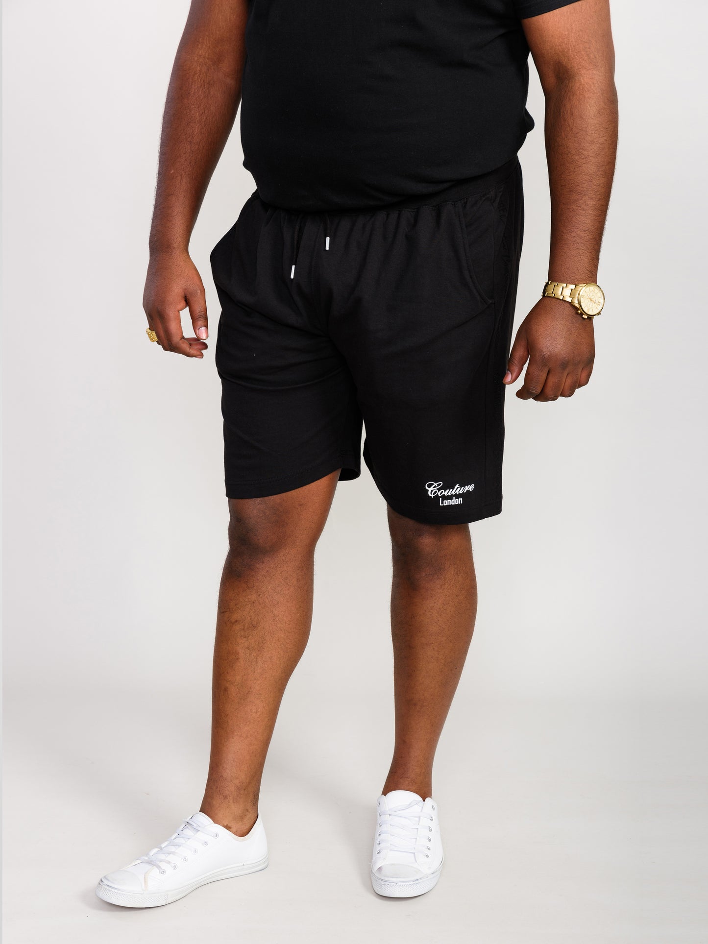 HOLBROOK -D555 Black Couture Elasticated Waistband Shorts